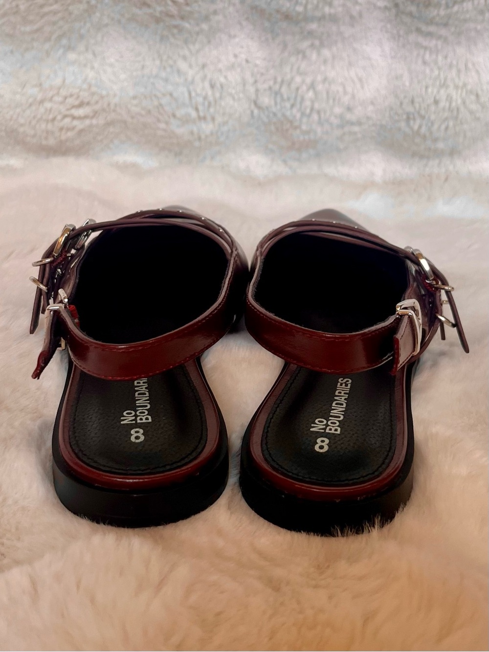 No Boundaries Burgundy Pointed Toe Mary Jane Flats Size 8 Gothic Alt Coquette - Picture 3 of 5